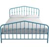 imageNovogratz Bushwick King Bed Frame Metal with Slightly Triangular Headboard Inset Spindles Adjustable Base for Storage No Box Spring Needed Gunmetal GreySea Blue