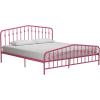 imageNovogratz Bushwick King Bed Frame Metal with Slightly Triangular Headboard Inset Spindles Adjustable Base for Storage No Box Spring Needed Gunmetal GreyHot Pink