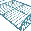 imageNovogratz Bushwick King Bed Frame Metal with Slightly Triangular Headboard Inset Spindles Adjustable Base for Storage No Box Spring Needed Gunmetal GreySea Blue