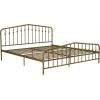 imageNovogratz Bushwick King Bed Frame Metal with Slightly Triangular Headboard Inset Spindles Adjustable Base for Storage No Box Spring Needed Gunmetal GreyGold