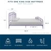 imageNovogratz Bushwick King Bed Frame Metal with Slightly Triangular Headboard Inset Spindles Adjustable Base for Storage No Box Spring Needed Gunmetal GreyLavender