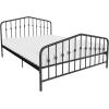 imageNovogratz Bushwick King Bed Frame Metal with Slightly Triangular Headboard Inset Spindles Adjustable Base for Storage No Box Spring Needed Gunmetal GreyBlack