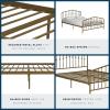 imageNovogratz Bushwick King Bed Frame Metal with Slightly Triangular Headboard Inset Spindles Adjustable Base for Storage No Box Spring Needed Gunmetal GreyGold