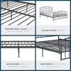 imageNovogratz Bushwick King Bed Frame Metal with Slightly Triangular Headboard Inset Spindles Adjustable Base for Storage No Box Spring Needed Gunmetal GreyGrey