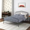 imageNovogratz Bushwick King Bed Frame Metal with Slightly Triangular Headboard Inset Spindles Adjustable Base for Storage No Box Spring Needed Gunmetal GreyGunmetal Gray