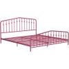 imageNovogratz Bushwick King Bed Frame Metal with Slightly Triangular Headboard Inset Spindles Adjustable Base for Storage No Box Spring Needed Gunmetal GreyHot Pink