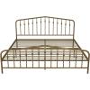imageNovogratz Bushwick King Bed Frame Metal with Slightly Triangular Headboard Inset Spindles Adjustable Base for Storage No Box Spring Needed Gunmetal GreyGold