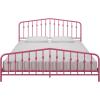imageNovogratz Bushwick King Bed Frame Metal with Slightly Triangular Headboard Inset Spindles Adjustable Base for Storage No Box Spring Needed Gunmetal GreyHot Pink