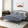imageNovogratz Bushwick King Bed Frame Metal with Slightly Triangular Headboard Inset Spindles Adjustable Base for Storage No Box Spring Needed Gunmetal GreyBlack