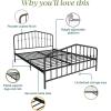 imageNovogratz Bushwick King Bed Frame Metal with Slightly Triangular Headboard Inset Spindles Adjustable Base for Storage No Box Spring Needed Gunmetal GreyBlack