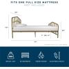 imageNovogratz Bushwick King Bed Frame Metal with Slightly Triangular Headboard Inset Spindles Adjustable Base for Storage No Box Spring Needed Gunmetal GreyGold