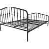 imageNovogratz Bushwick King Bed Frame Metal with Slightly Triangular Headboard Inset Spindles Adjustable Base for Storage No Box Spring Needed Gunmetal GreyBlack