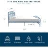 imageNovogratz Bushwick King Bed Frame Metal with Slightly Triangular Headboard Inset Spindles Adjustable Base for Storage No Box Spring Needed Gunmetal GreySea Blue