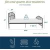 imageNovogratz Bushwick King Bed Frame Metal with Slightly Triangular Headboard Inset Spindles Adjustable Base for Storage No Box Spring Needed Gunmetal GreyBlack