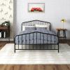 imageNovogratz Bushwick King Bed Frame Metal with Slightly Triangular Headboard Inset Spindles Adjustable Base for Storage No Box Spring Needed Gunmetal GreyBlack