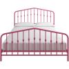 imageNovogratz Bushwick King Bed Frame Metal with Slightly Triangular Headboard Inset Spindles Adjustable Base for Storage No Box Spring Needed Gunmetal GreyHot Pink