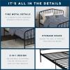 imageNovogratz Bushwick King Bed Frame Metal with Slightly Triangular Headboard Inset Spindles Adjustable Base for Storage No Box Spring Needed Gunmetal GreyBlack