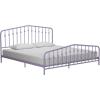 imageNovogratz Bushwick King Bed Frame Metal with Slightly Triangular Headboard Inset Spindles Adjustable Base for Storage No Box Spring Needed Gunmetal GreyLavender