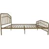 imageNovogratz Bushwick King Bed Frame Metal with Slightly Triangular Headboard Inset Spindles Adjustable Base for Storage No Box Spring Needed Gunmetal GreyGold