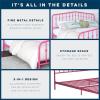 imageNovogratz Bushwick King Bed Frame Metal with Slightly Triangular Headboard Inset Spindles Adjustable Base for Storage No Box Spring Needed Gunmetal GreyHot Pink