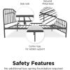 imageNovogratz Bushwick King Bed Frame Metal with Slightly Triangular Headboard Inset Spindles Adjustable Base for Storage No Box Spring Needed Gunmetal GreyGunmetal Gray