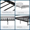 imageNovogratz Bushwick King Bed Frame Metal with Slightly Triangular Headboard Inset Spindles Adjustable Base for Storage No Box Spring Needed Gunmetal GreyBlack