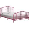 imageNovogratz Bushwick King Bed Frame Metal with Slightly Triangular Headboard Inset Spindles Adjustable Base for Storage No Box Spring Needed Gunmetal GreyHot Pink