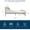 imageNovogratz Bushwick King Bed Frame Metal with Slightly Triangular Headboard Inset Spindles Adjustable Base for Storage No Box Spring Needed Gunmetal GreyGold