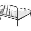 imageNovogratz Bushwick King Bed Frame Metal with Slightly Triangular Headboard Inset Spindles Adjustable Base for Storage No Box Spring Needed Gunmetal GreyBlack