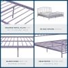 imageNovogratz Bushwick King Bed Frame Metal with Slightly Triangular Headboard Inset Spindles Adjustable Base for Storage No Box Spring Needed Gunmetal GreyLavender