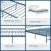 imageNovogratz Bushwick King Bed Frame Metal with Slightly Triangular Headboard Inset Spindles Adjustable Base for Storage No Box Spring Needed Gunmetal GreySea Blue