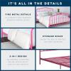 imageNovogratz Bushwick King Bed Frame Metal with Slightly Triangular Headboard Inset Spindles Adjustable Base for Storage No Box Spring Needed Gunmetal GreyHot Pink