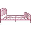 imageNovogratz Bushwick King Bed Frame Metal with Slightly Triangular Headboard Inset Spindles Adjustable Base for Storage No Box Spring Needed Gunmetal GreyHot Pink