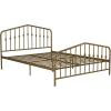 imageNovogratz Bushwick King Bed Frame Metal with Slightly Triangular Headboard Inset Spindles Adjustable Base for Storage No Box Spring Needed Gunmetal GreyGold