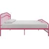imageNovogratz Bushwick King Bed Frame Metal with Slightly Triangular Headboard Inset Spindles Adjustable Base for Storage No Box Spring Needed Gunmetal GreyHot Pink