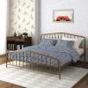 imageNovogratz Bushwick King Bed Frame Metal with Slightly Triangular Headboard Inset Spindles Adjustable Base for Storage No Box Spring Needed Gunmetal GreyGold
