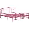 imageNovogratz Bushwick King Bed Frame Metal with Slightly Triangular Headboard Inset Spindles Adjustable Base for Storage No Box Spring Needed Gunmetal GreyHot Pink
