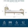 imageNovogratz Bushwick King Bed Frame Metal with Slightly Triangular Headboard Inset Spindles Adjustable Base for Storage No Box Spring Needed Gunmetal GreyGold