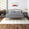 imageNovogratz Bushwick King Bed Frame Metal with Slightly Triangular Headboard Inset Spindles Adjustable Base for Storage No Box Spring Needed Gunmetal GreyGold