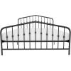 imageNovogratz Bushwick King Bed Frame Metal with Slightly Triangular Headboard Inset Spindles Adjustable Base for Storage No Box Spring Needed Gunmetal GreyBlack