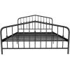 imageNovogratz Bushwick King Bed Frame Metal with Slightly Triangular Headboard Inset Spindles Adjustable Base for Storage No Box Spring Needed Gunmetal GreyBlack