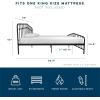 imageNovogratz Bushwick King Bed Frame Metal with Slightly Triangular Headboard Inset Spindles Adjustable Base for Storage No Box Spring Needed Gunmetal GreyBlack
