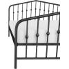 imageNovogratz Bushwick King Bed Frame Metal with Slightly Triangular Headboard Inset Spindles Adjustable Base for Storage No Box Spring Needed Gunmetal GreyBlack