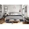 imageNovogratz Bushwick King Bed Frame Metal with Slightly Triangular Headboard Inset Spindles Adjustable Base for Storage No Box Spring Needed Gunmetal GreyGunmetal Gray