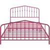 imageNovogratz Bushwick King Bed Frame Metal with Slightly Triangular Headboard Inset Spindles Adjustable Base for Storage No Box Spring Needed Gunmetal GreyHot Pink