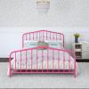 imageNovogratz Bushwick King Bed Frame Metal with Slightly Triangular Headboard Inset Spindles Adjustable Base for Storage No Box Spring Needed Gunmetal GreyHot Pink