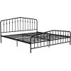 imageNovogratz Bushwick King Bed Frame Metal with Slightly Triangular Headboard Inset Spindles Adjustable Base for Storage No Box Spring Needed Gunmetal GreyBlack