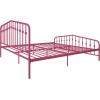 imageNovogratz Bushwick King Bed Frame Metal with Slightly Triangular Headboard Inset Spindles Adjustable Base for Storage No Box Spring Needed Gunmetal GreyHot Pink