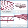 imageNovogratz Bushwick King Bed Frame Metal with Slightly Triangular Headboard Inset Spindles Adjustable Base for Storage No Box Spring Needed Gunmetal GreyHot Pink