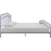 imageNovogratz Bushwick King Bed Frame Metal with Slightly Triangular Headboard Inset Spindles Adjustable Base for Storage No Box Spring Needed Gunmetal GreyLavender